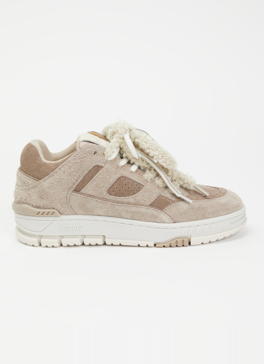 Axel Arigato Area Lo Label sneaker van leer van suède - voorkant taupe