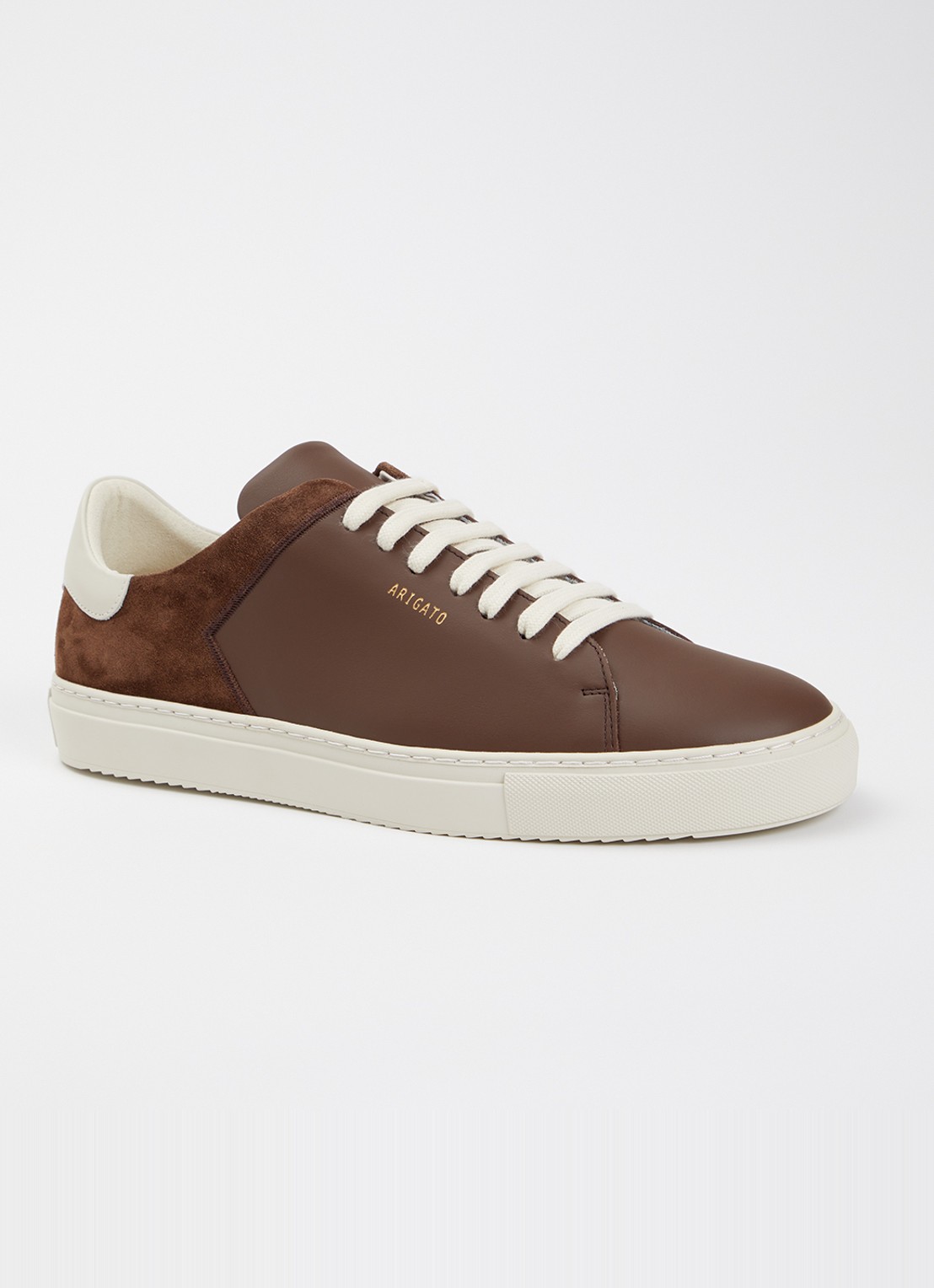 Axel Arigato Clean 90 Split sneaker van leer met details van suède - voorkant hazelnootbruin