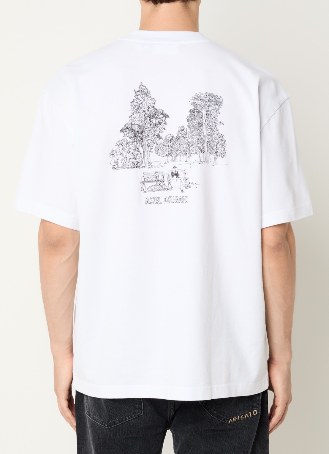 Axel Arigato Forest Sketch T-shirt met logo- en backprint - detail wit