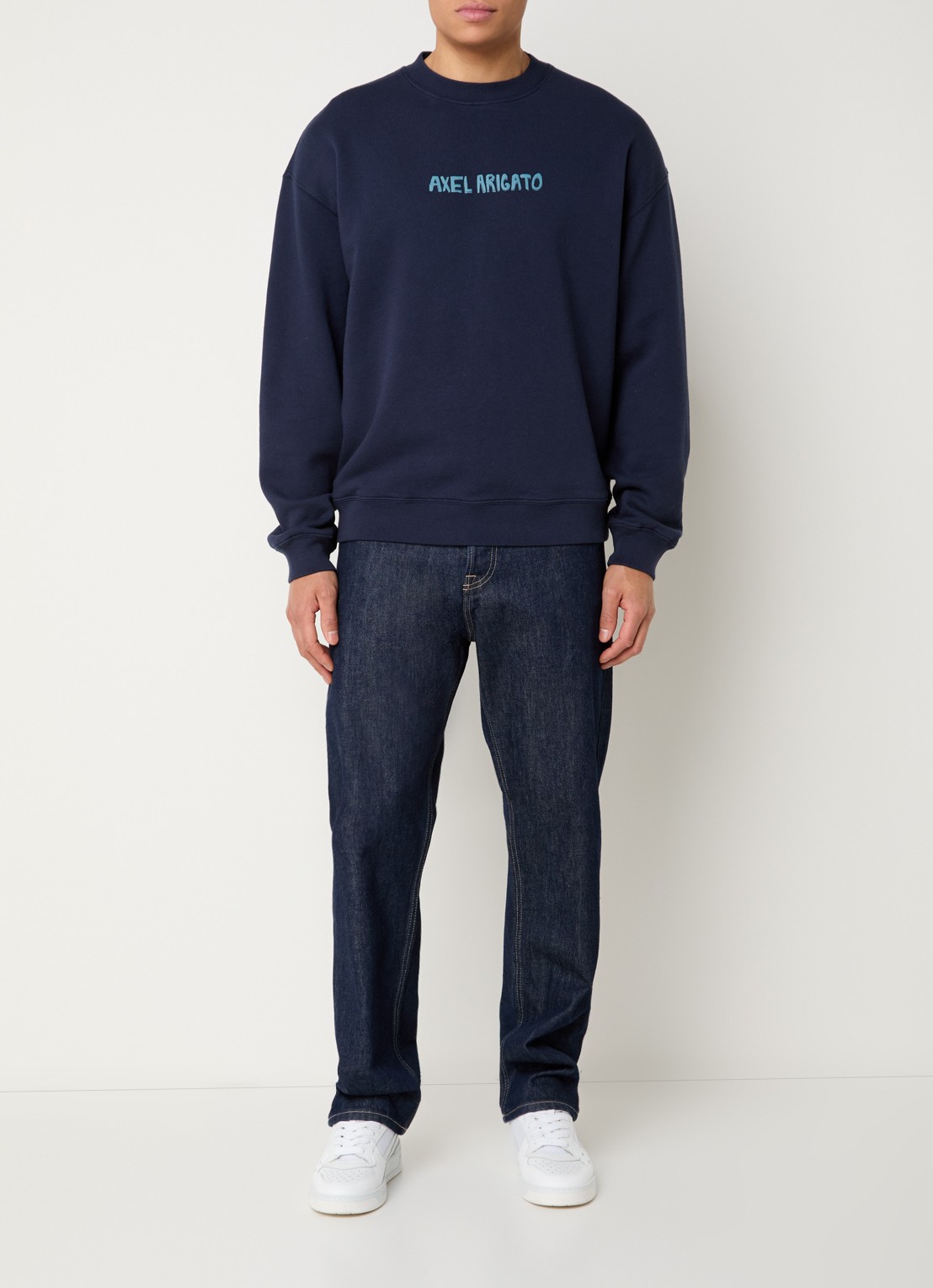 Axel Arigato Norton sweater met logo - voorkant 4 donkerblauw