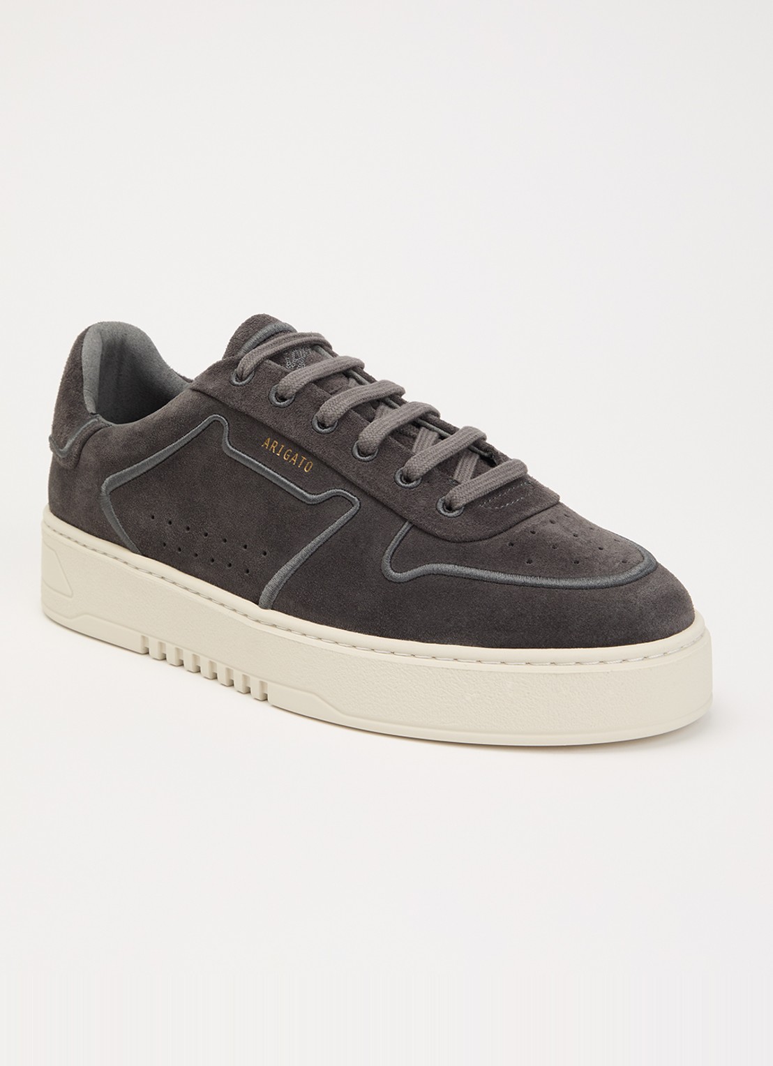 Axel Arigato Orbit sneaker van suède met borduring - voorkant antraciet