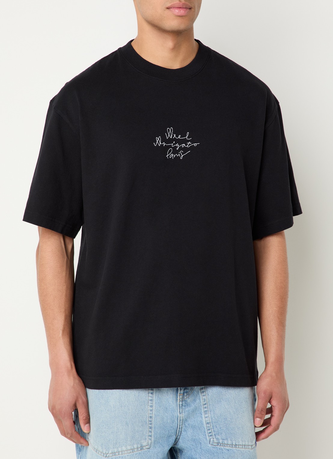 Axel Arigato Paris T-shirt met logoborduring - detail zwart