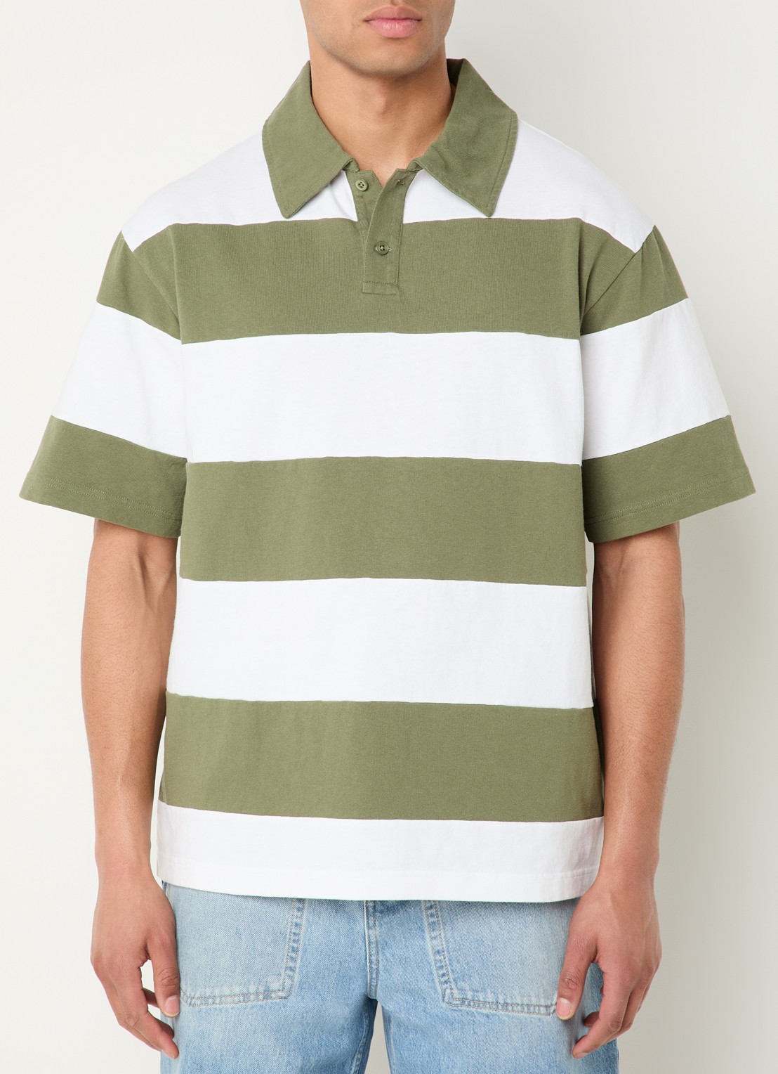 Axel Arigato Regular fit polo met streepprint - detail 3 legergroen