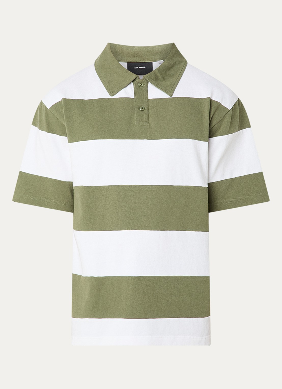 Axel Arigato Regular fit polo met streepprint - voorkant legergroen