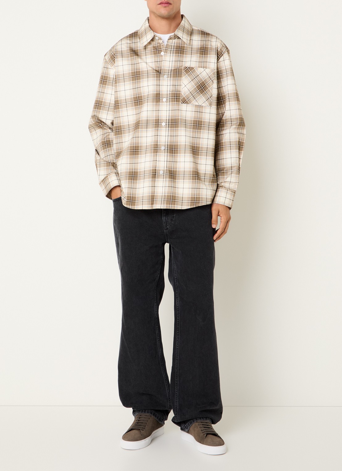 Axel Arigato Wicked overshirt met ruitdessin - voorkant 4 gebroken wit