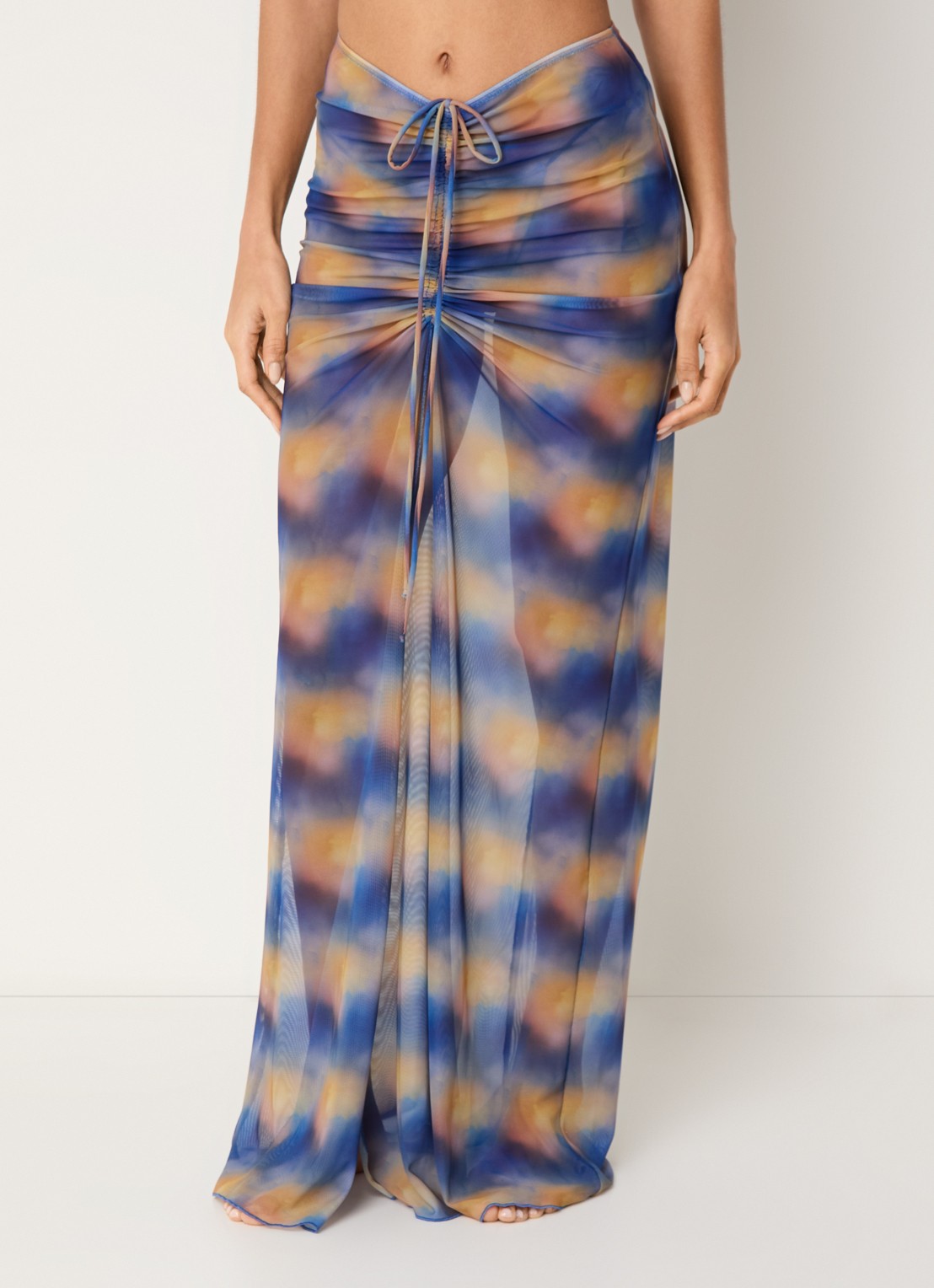 Aya Label The Athena maxi strandrok van mesh - detail 4 blauw