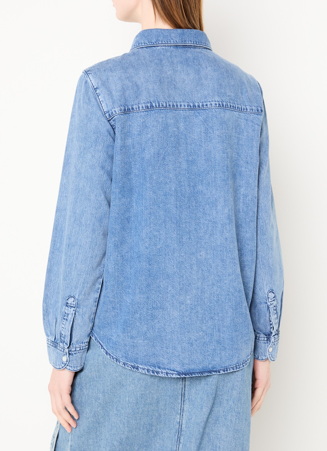 ba&sh Adali blouse van denim  - achterkant 3 blauw