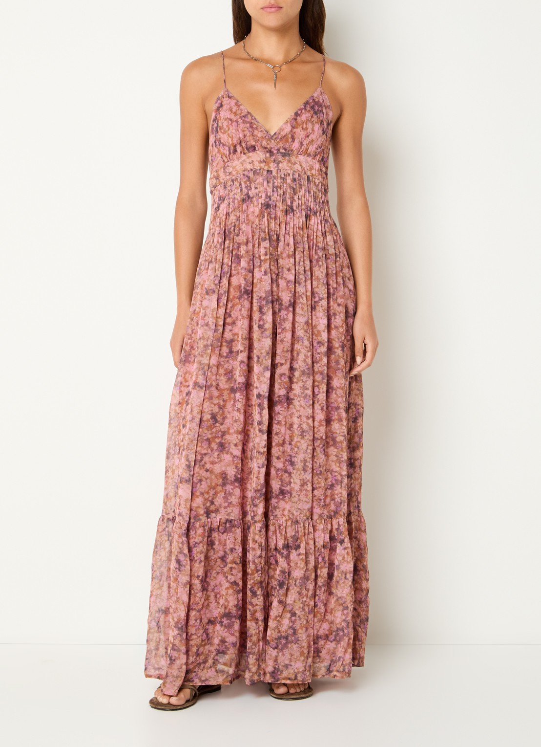 ba&sh Agnes maxi jurk met bloemenprint - detail 3 oudroze