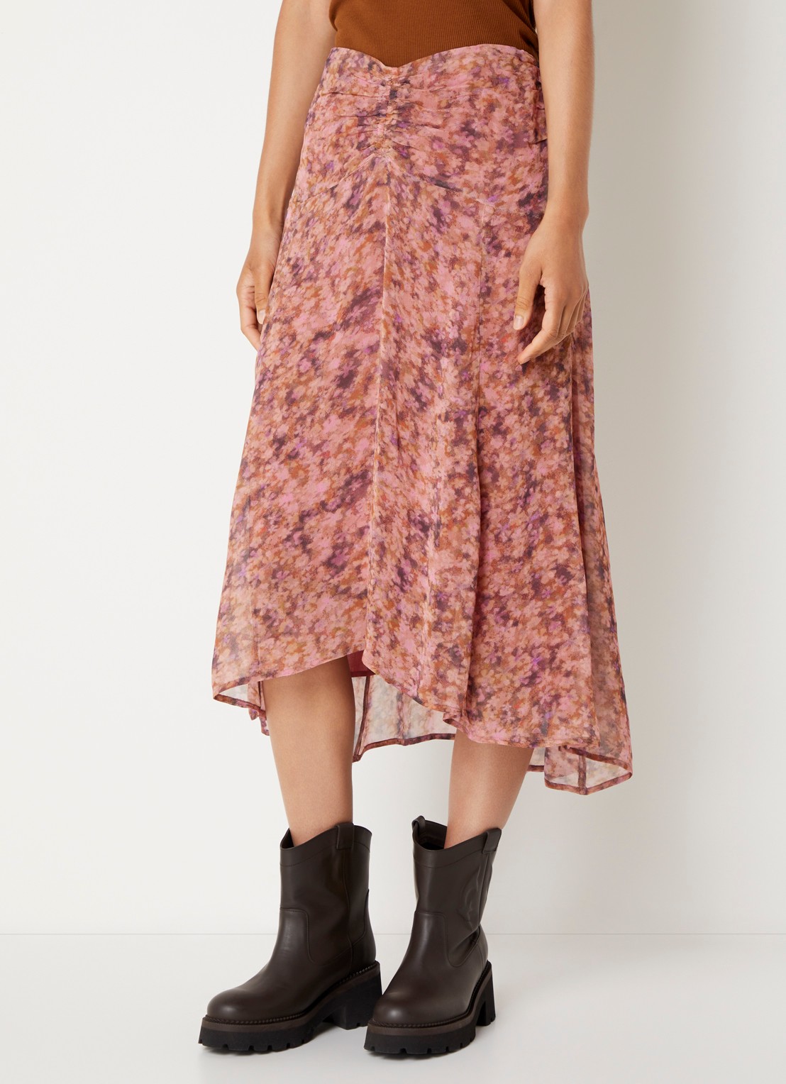 ba&sh Aimee midi rok met print - detail 3 roze