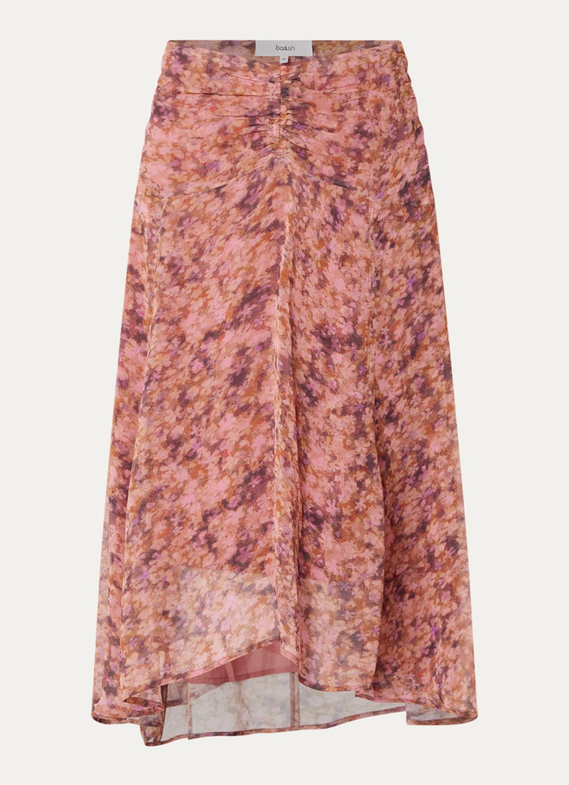 ba&sh Aimee midi rok met print - voorkant roze