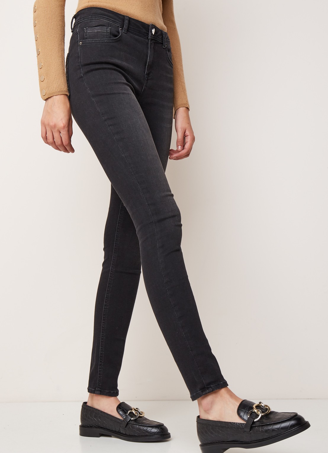 Ba&sh Aimi mid waist skinny jeans - detail zwart