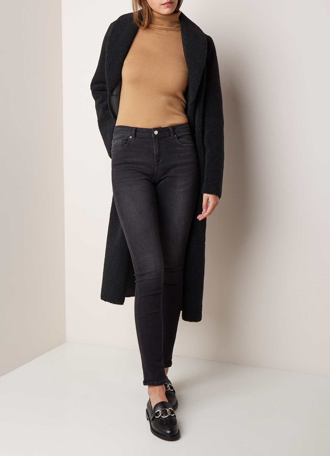 Ba&sh Aimi mid waist skinny jeans - voorkant 5 zwart
