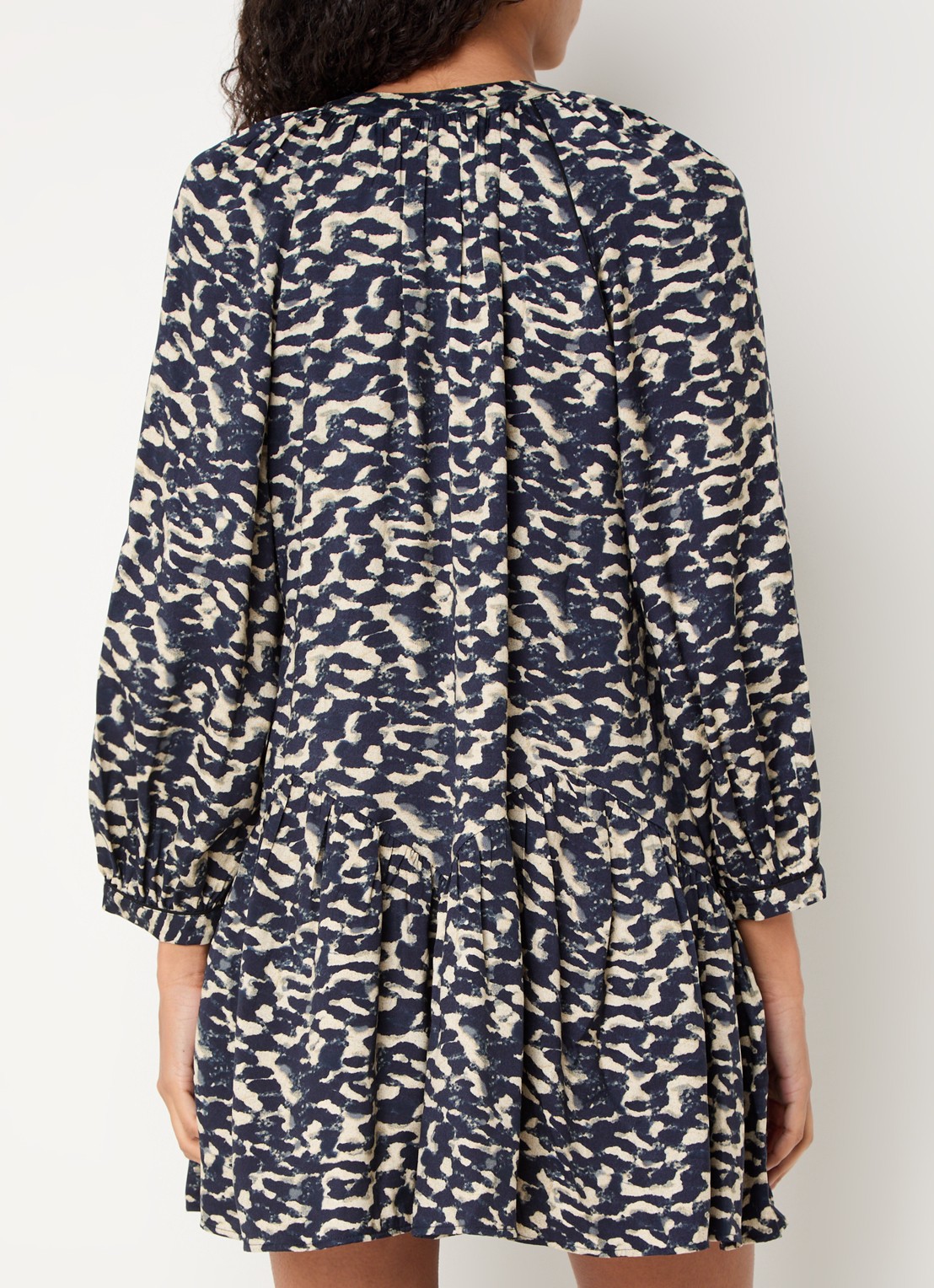 ba&sh Aisha mini tuniekjurk met print - achterkant 3 donkerblauw