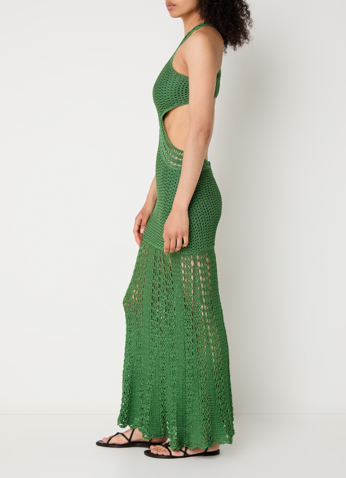 ba&sh Alaga maxi halterjurk met cut-out detail - voorkant 2 groen