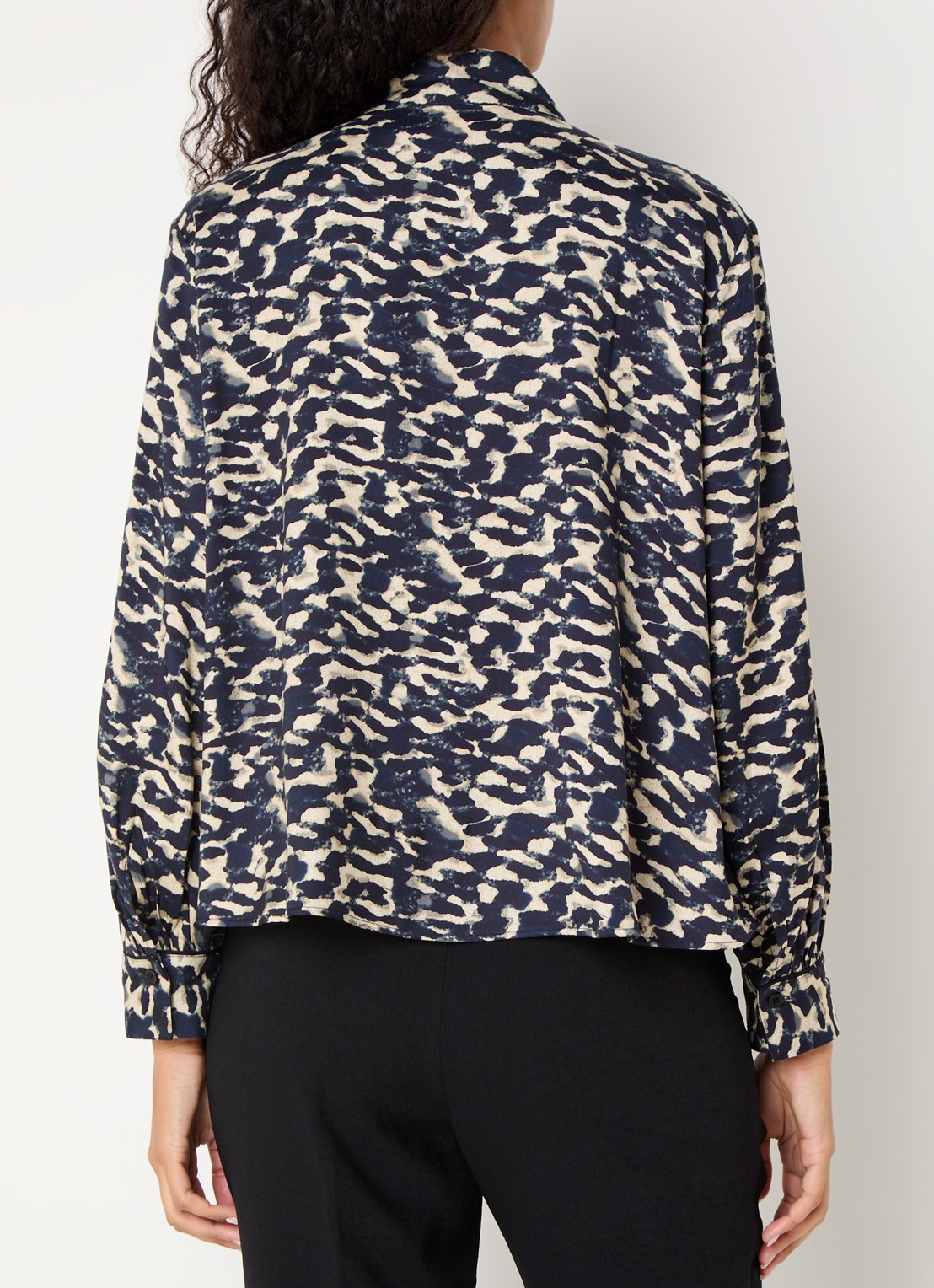 ba&sh Alejandro tuniek met print - achterkant donkerblauw