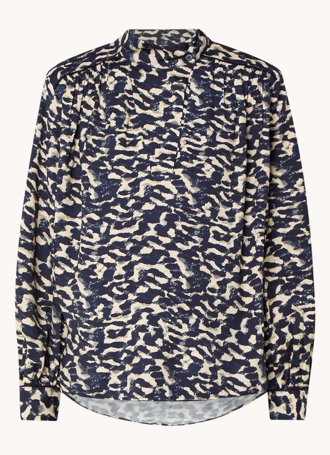 ba&sh Alejandro tuniek met print - voorkant 3 donkerblauw