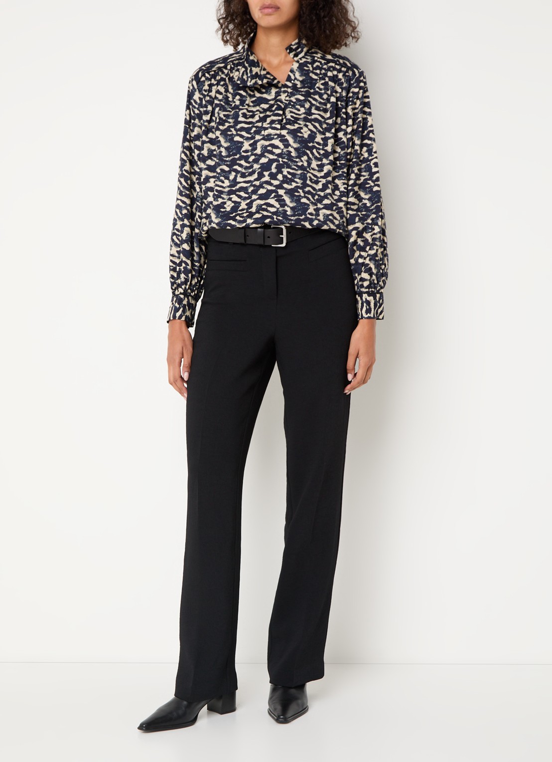 ba&sh Alejandro tuniek met print - voorkant 4 donkerblauw