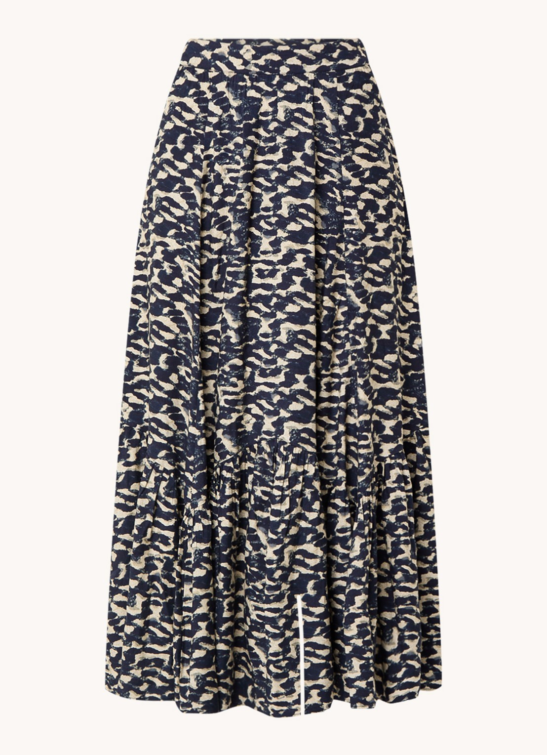 ba&sh Alexa midi rok met print - voorkant 3 donkerblauw