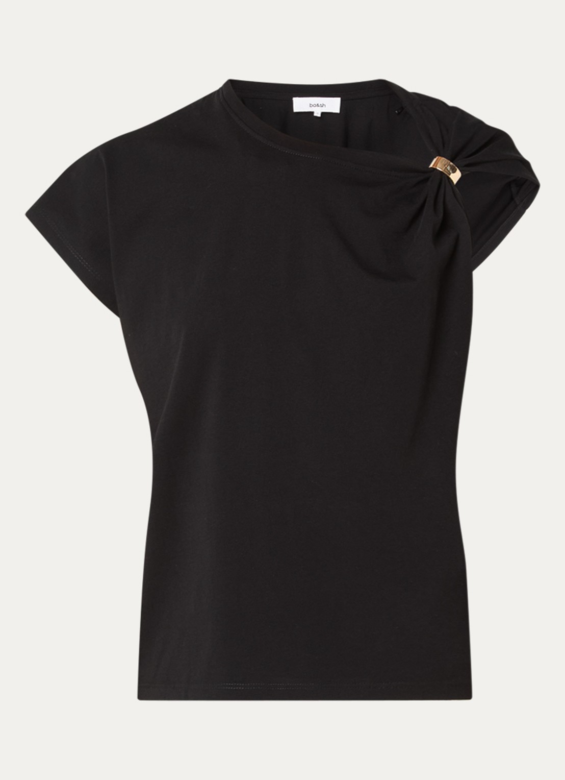 ba&sh Allia T-shirt met asymmetrische hals - voorkant zwart