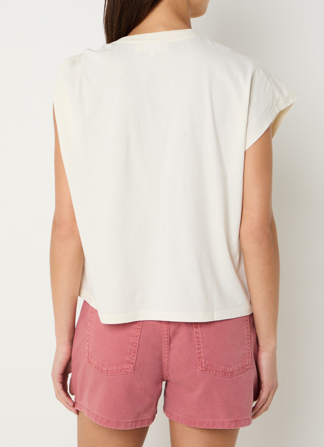 ba&sh Allia T-shirt met asymmetrische hals - achterkant 3 gebroken wit