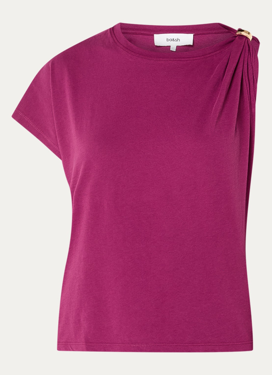 ba&sh Allia T-shirt met asymmetrische hals - voorkant 2 paars