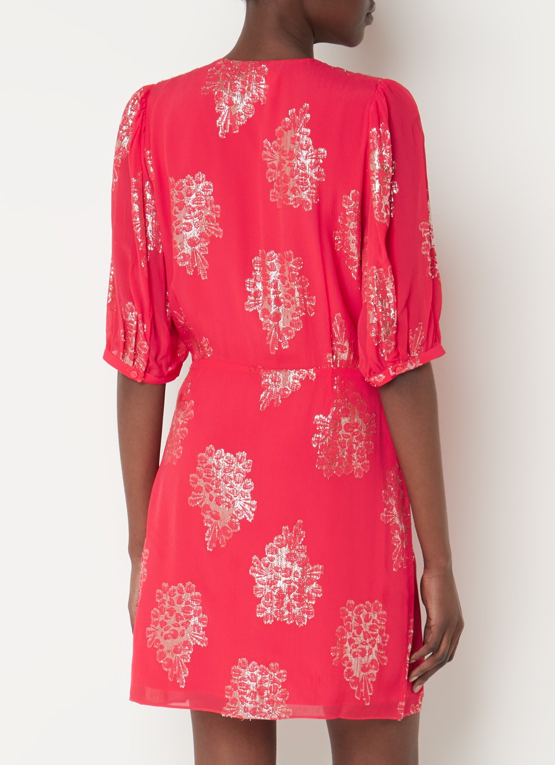 ba&sh Anita mini tuniekjurk met lurex - achterkant cranberryrood