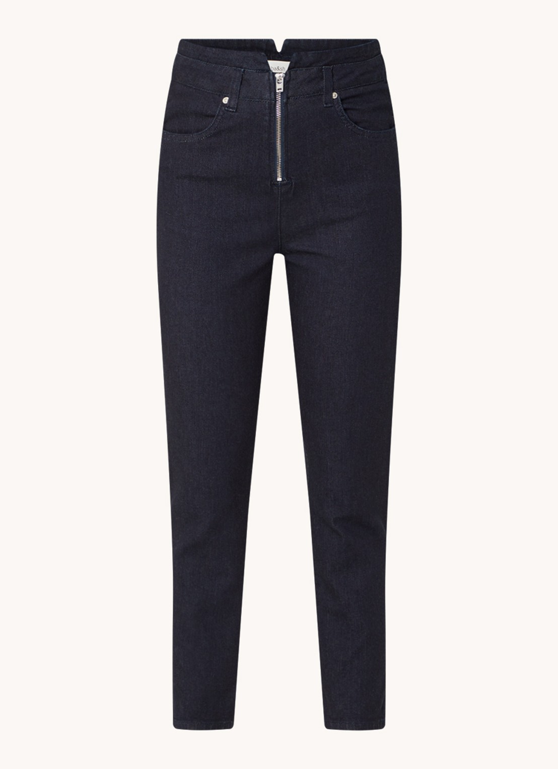 ba&sh Anzo high waist slim fit cropped jeans met donkere wassing - voorkant 2 indigo