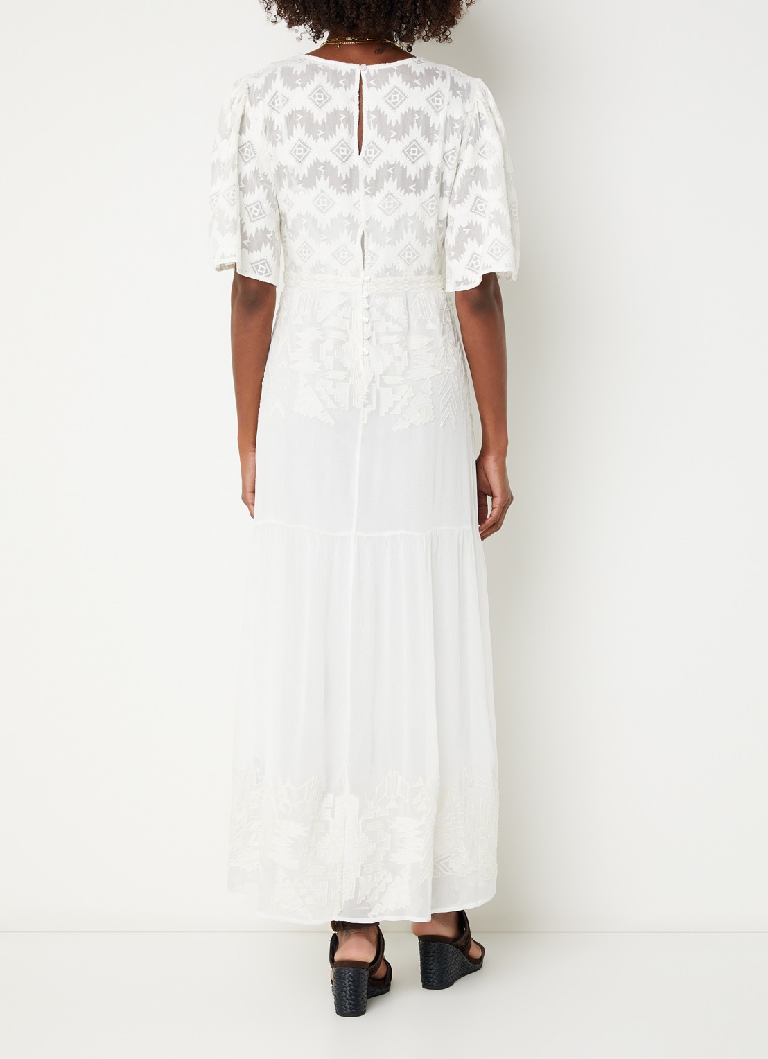 ba&sh Aphrodite maxi jurk met borduring - achterkant wit
