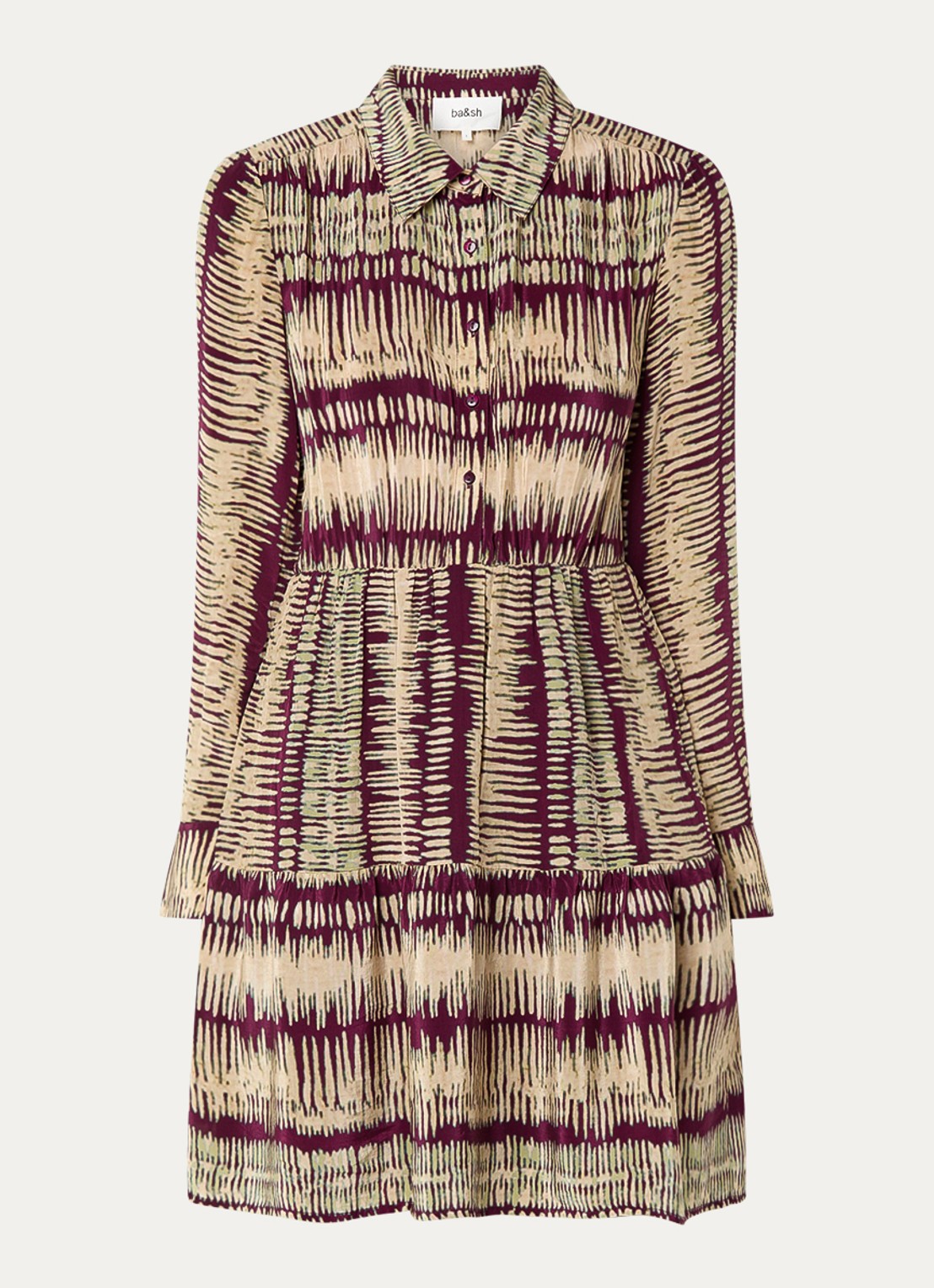 ba&sh Apoldie mini tuniekjurk met print - voorkant cranberryrood