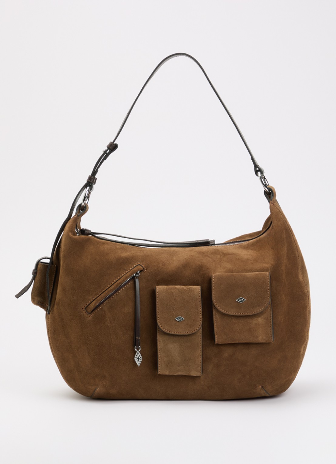 ba&sh Arya M crossbodytas van suède - voorkant 5 bruin