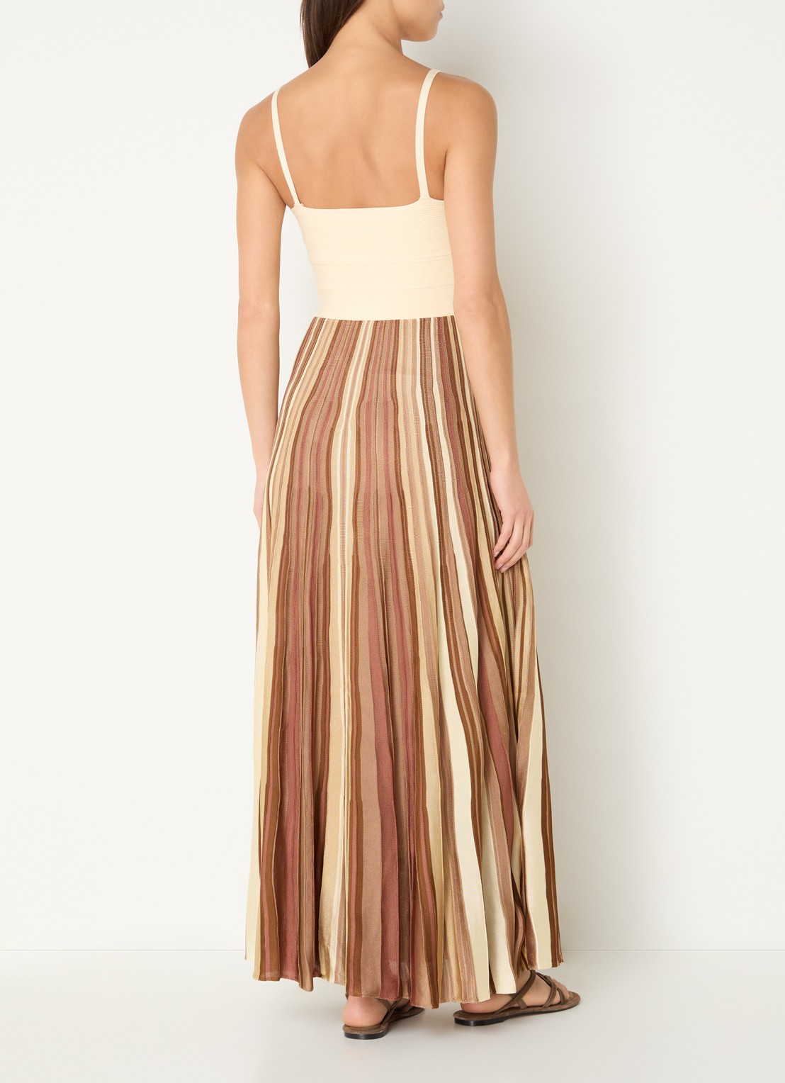 ba&sh Atia maxi jurk met streepprint - achterkant bruin