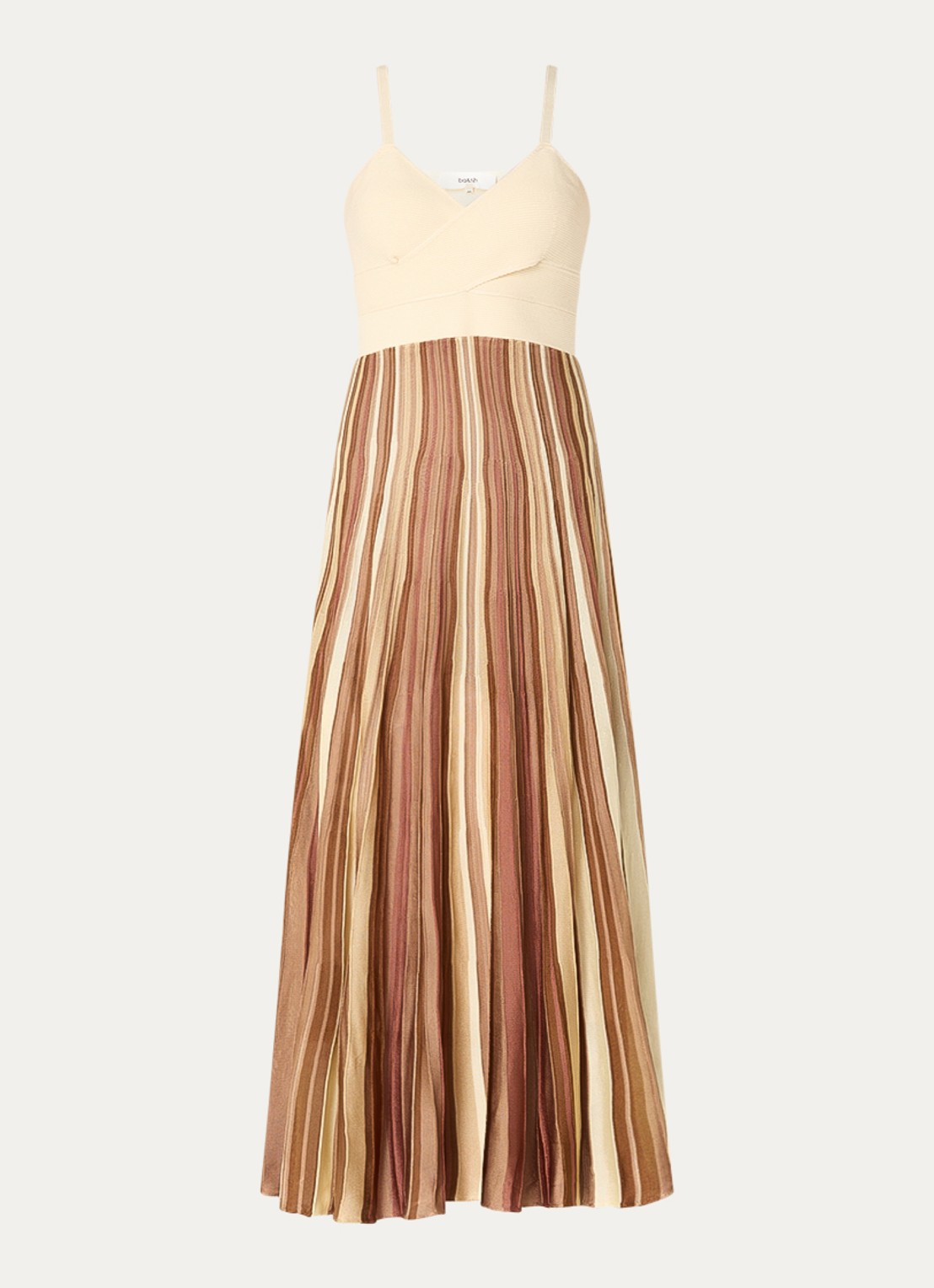 ba&sh Atia maxi jurk met streepprint - voorkant 2 bruin