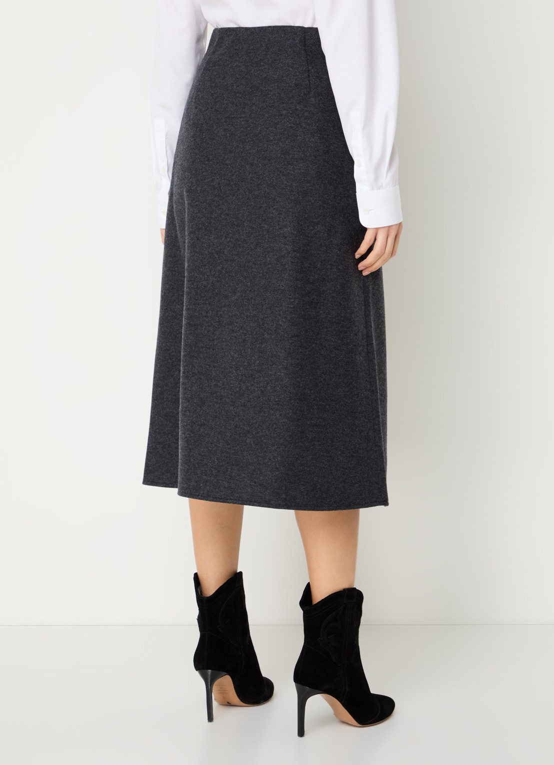 ba&sh Aymy midi rok in wolblend  - achterkant 4 antraciet