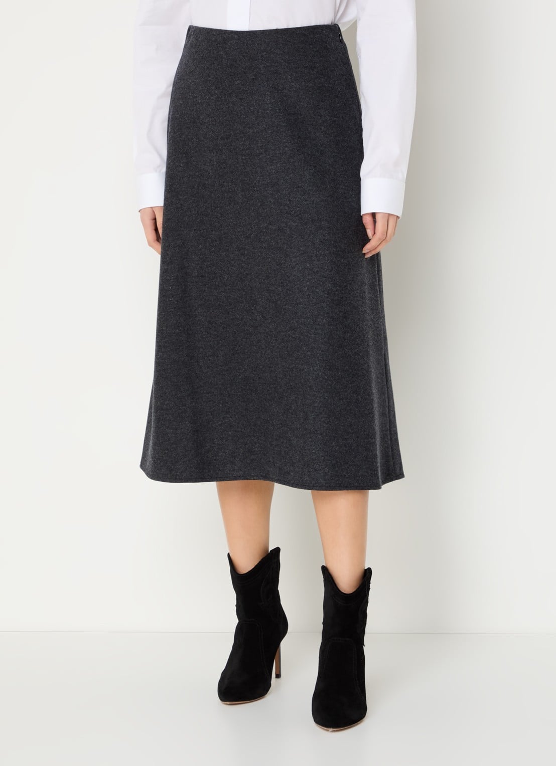 ba&sh Aymy midi rok in wolblend  - detail 3 antraciet