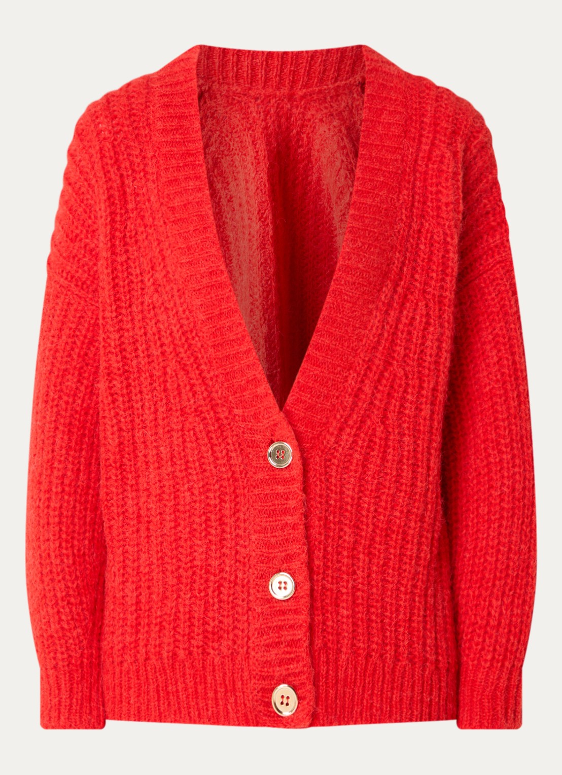 ba&sh Baba grofgebreid vest in alpaca wolblend - voorkant rood