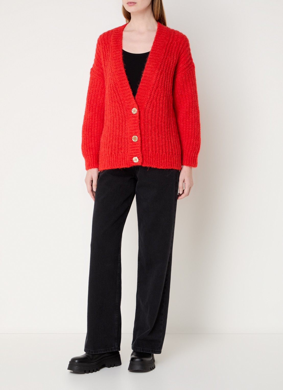 ba&sh Baba grofgebreid vest in alpaca wolblend - voorkant 2 rood