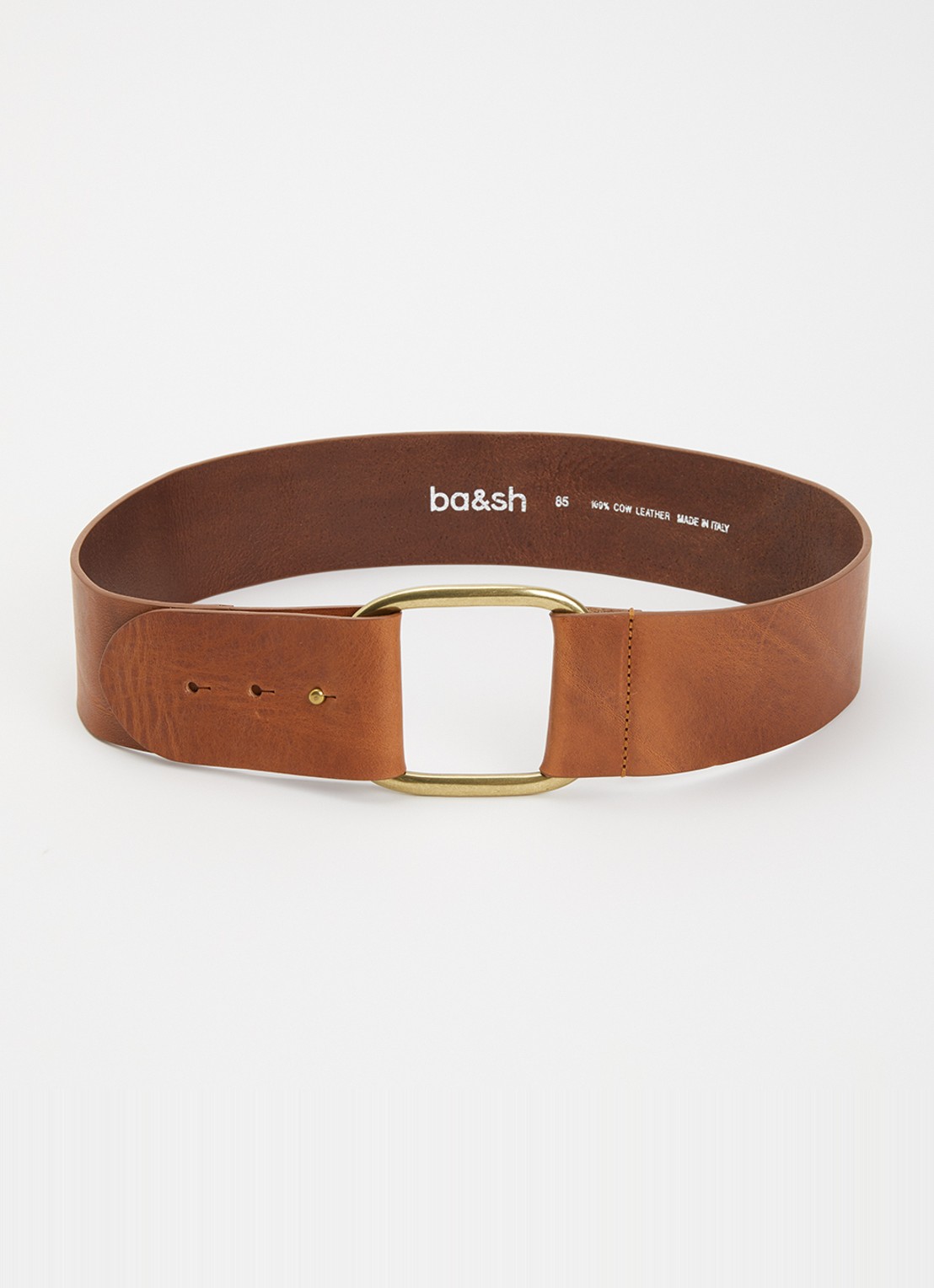 ba&sh Banel riem van leer - voorkant 2 roestbruin