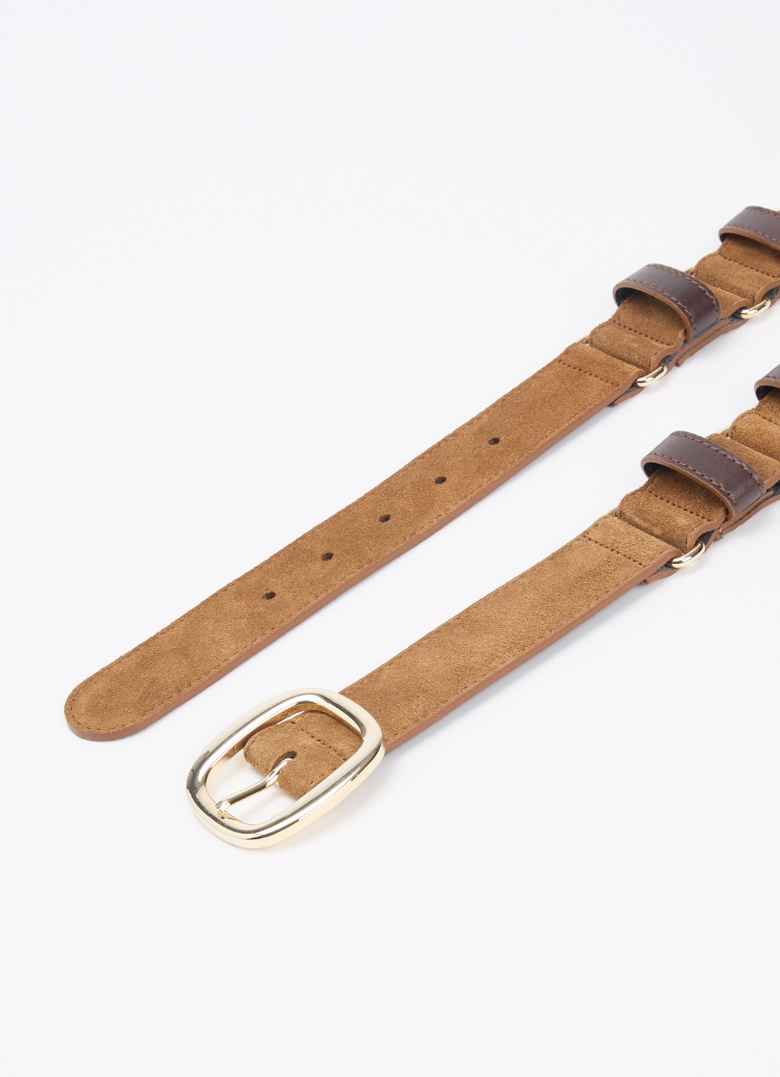 ba&sh Banel riem van suède - detail 2 lichtbruin
