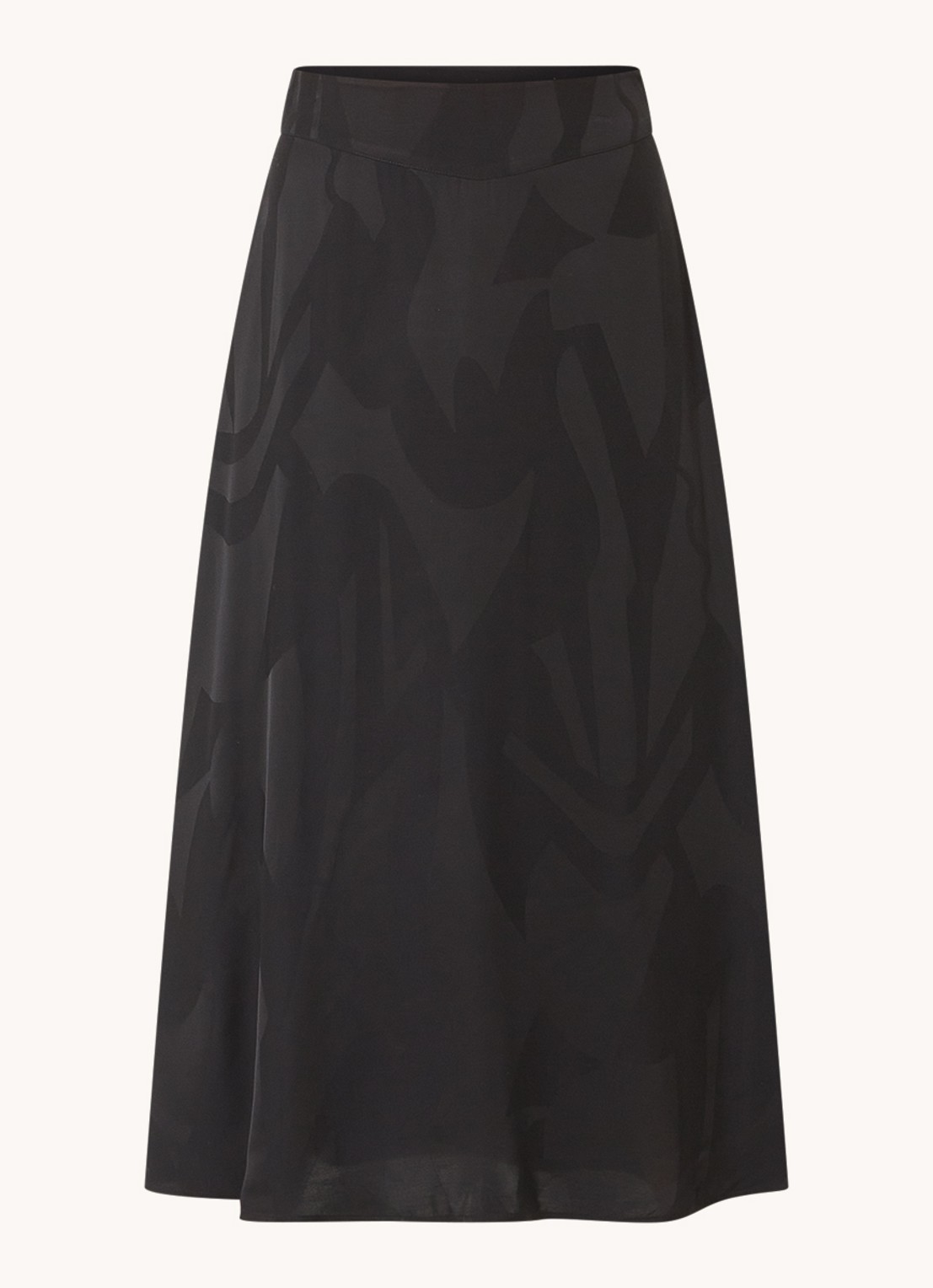 ba&sh Banessa midi rok van satijn met jacquard dessin - voorkant 3 zwart