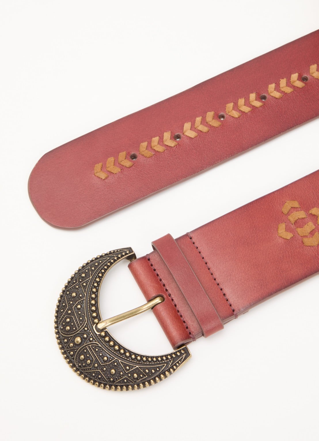 ba&sh Banha riem van leer met suède details  - detail roodbruin
