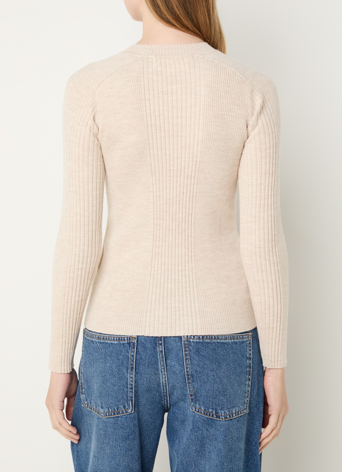 ba&sh Banny ribgebreide trui in wolblend - achterkant 2 beige