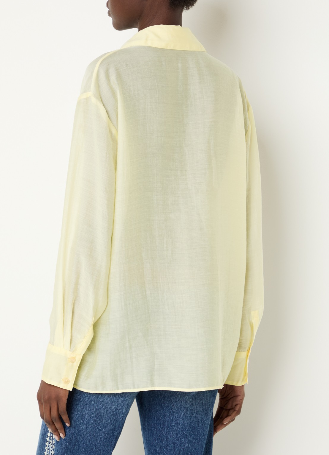 ba&sh Bao semi-transparante blouse met klepzakken - achterkant lichtgeel
