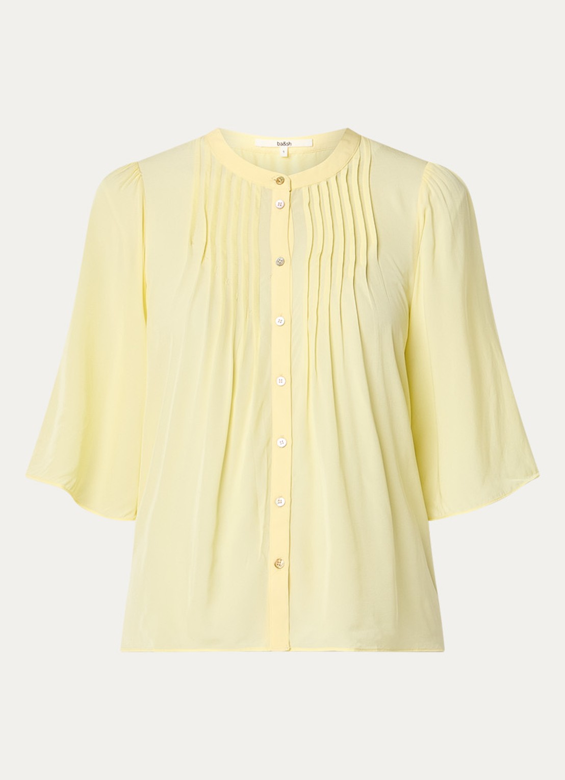 ba&sh Barna blouse met plooidetail - voorkant 3 lichtgeel