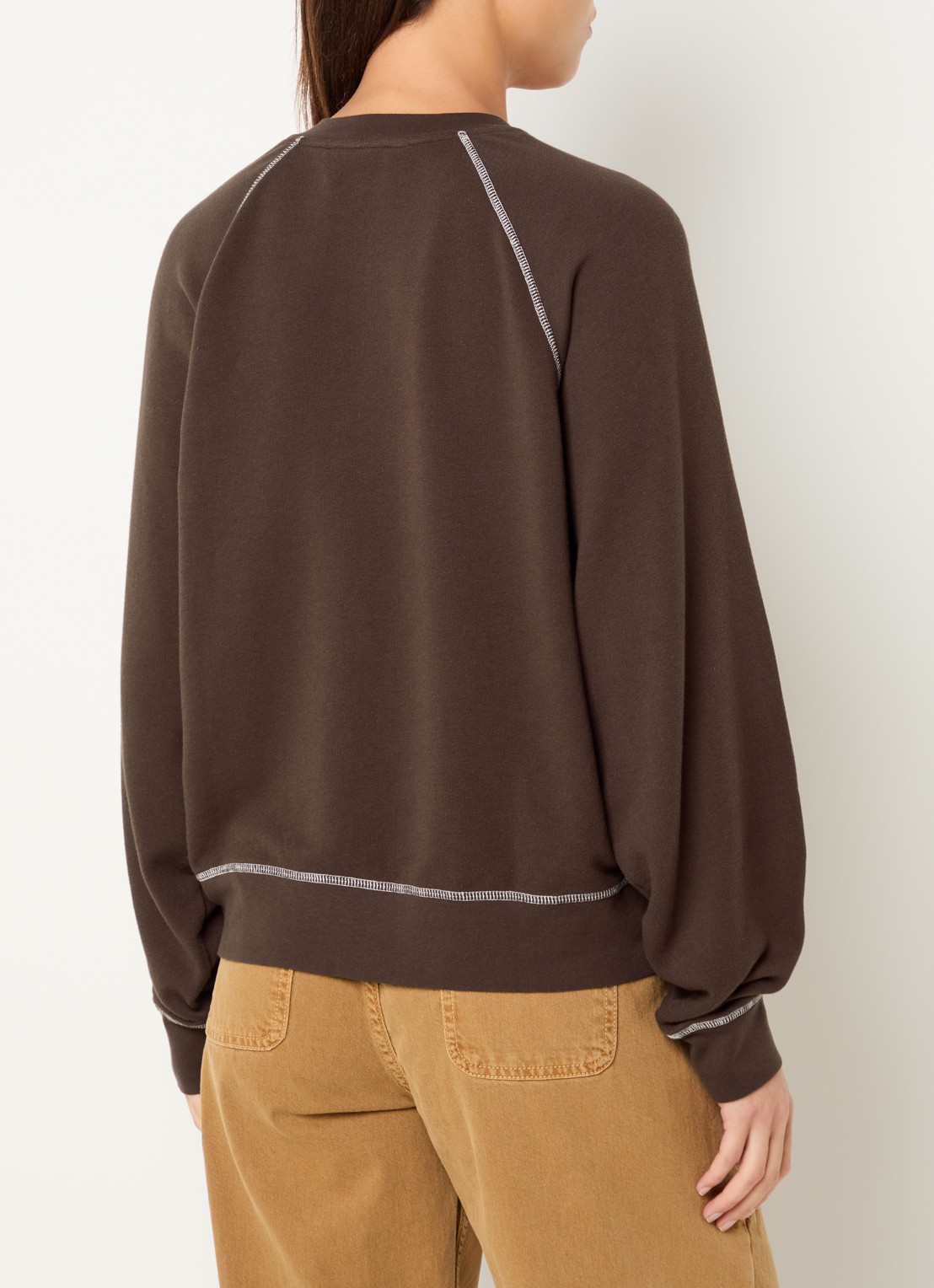 ba&sh Bart sweater met logopatch - achterkant chocoladebruin