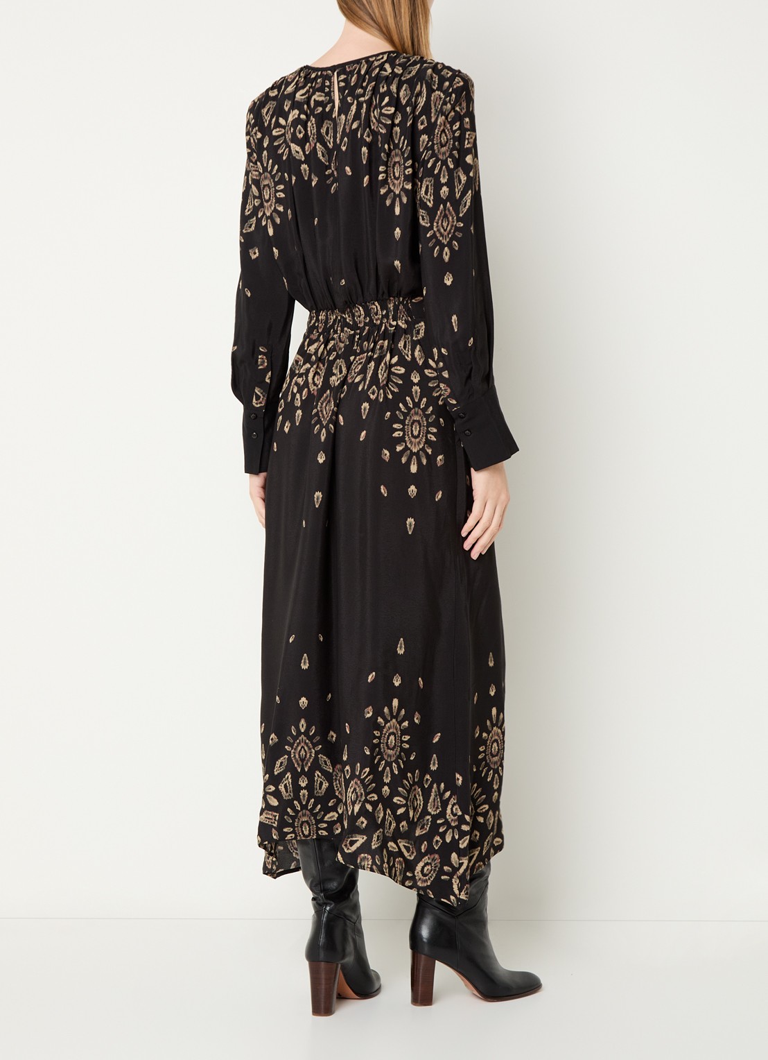 ba&sh Belline maxi tuniekjurk met print - achterkant 3 zwart