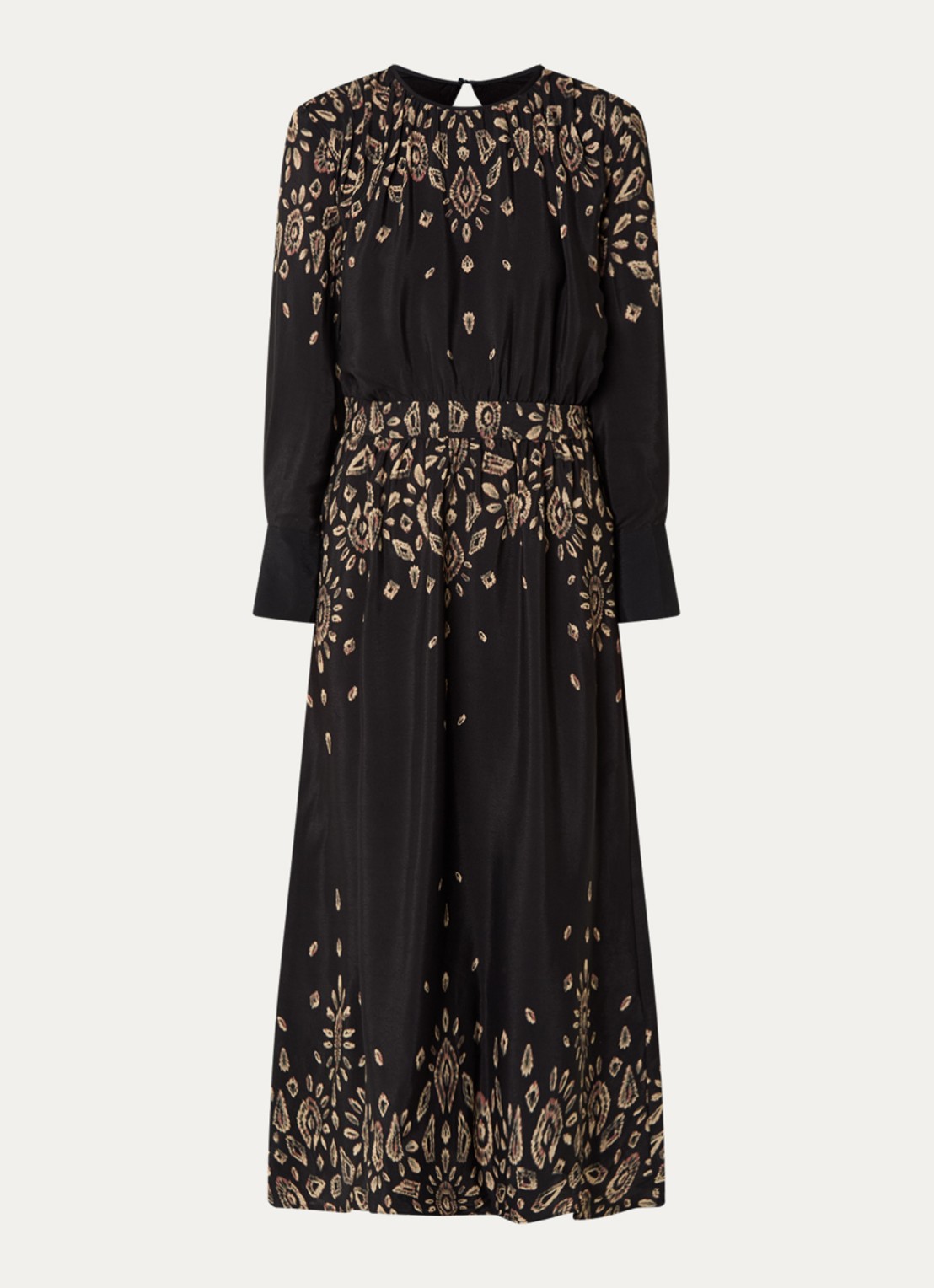 ba&sh Belline maxi tuniekjurk met print - voorkant zwart