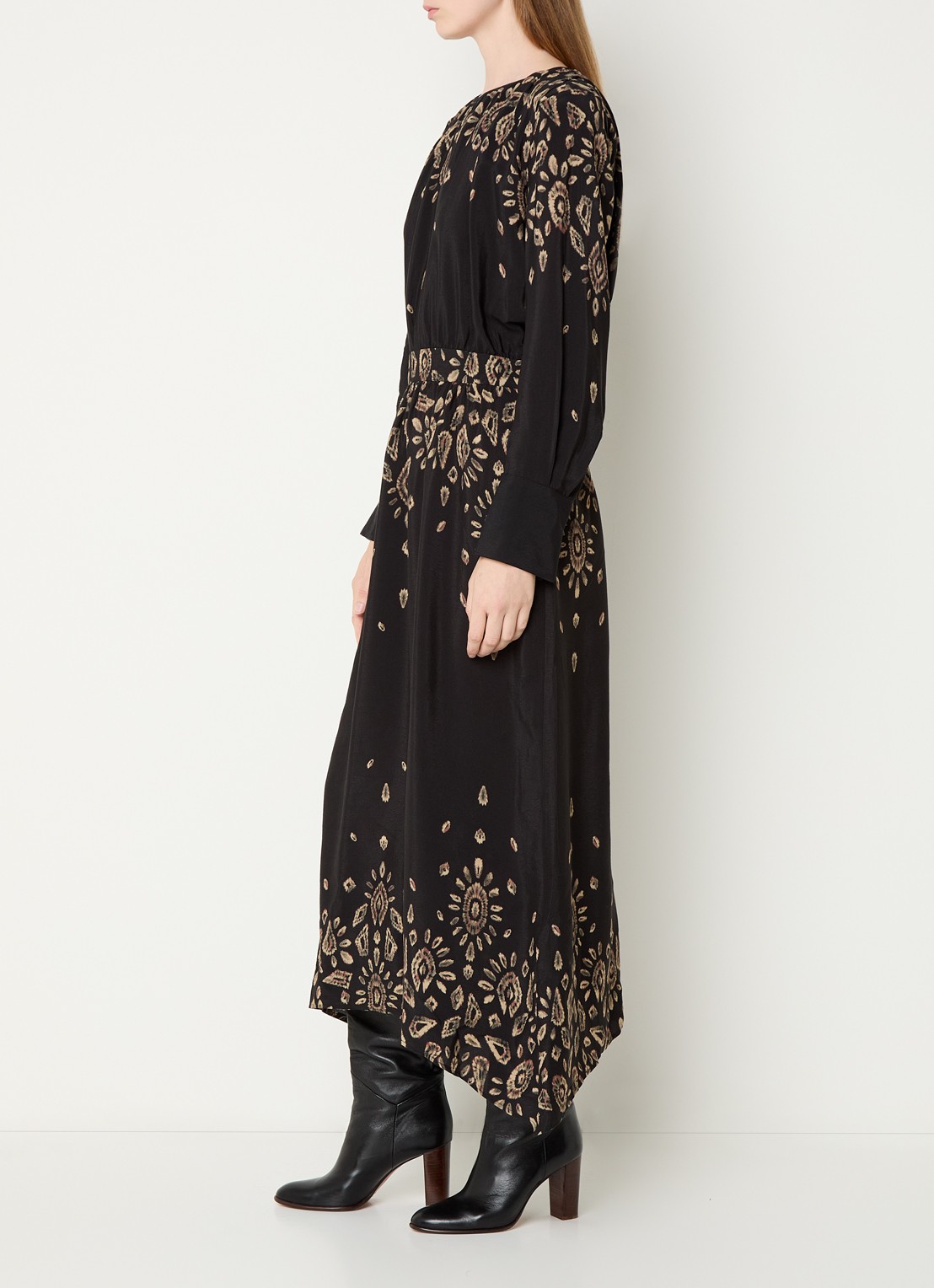 ba&sh Belline maxi tuniekjurk met print - voorkant 2 zwart