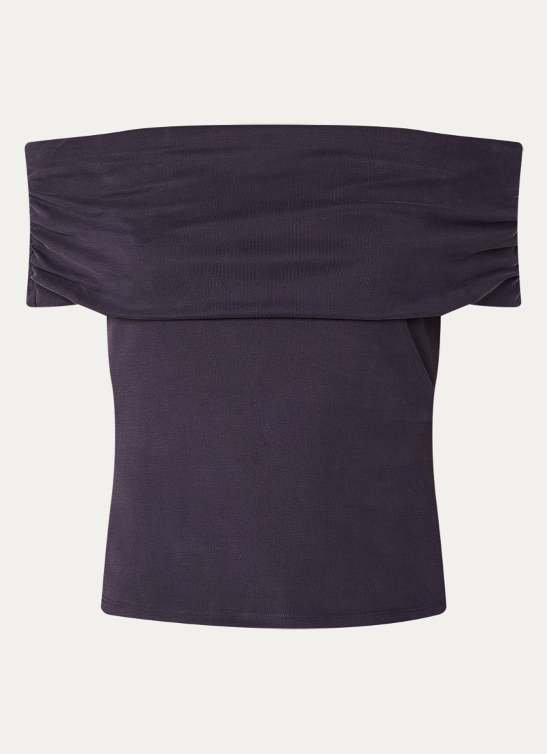 ba&sh Bene ribgebreide off shoulder top - voorkant 2 donkerblauw