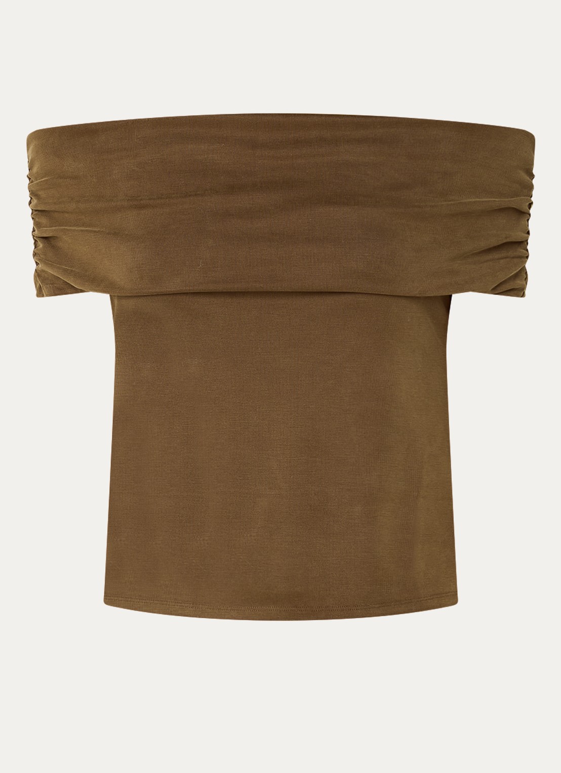 ba&sh Bene ribgebreide off shoulder top - voorkant 3 mosgroen