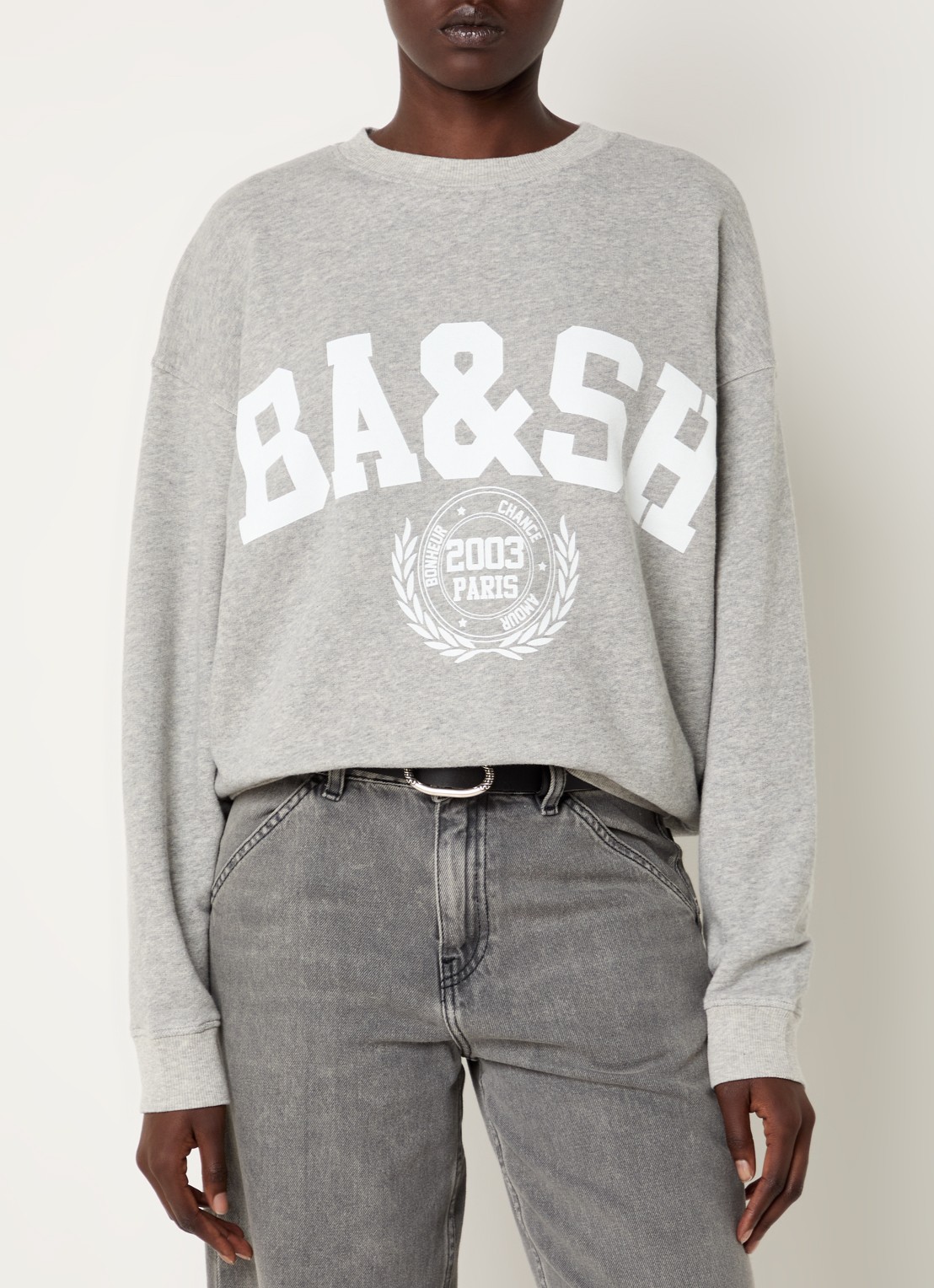 ba&sh Benjamin sweater met logoprint - detail 4 grijs